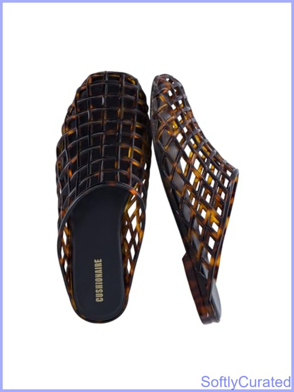 CUSHIONAIRE Jelly Flats Woven Slip-On Mules Breathable Comfort Women's Shoes